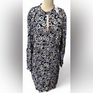 LOFT Tall Blue Paisley Keyhole Shift Formal Dress Boho Chic NWT Flowy Classic 16